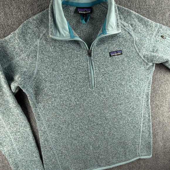 Patagonia Fleece Jacket Women Medium Pullover Blue 1/4 Zip Logo Better Sweater - Picture 3 of 14